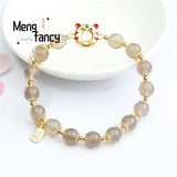 Natural Smoky Purple Agate Tiger Chalcedony Beads Bracelet Men Women
