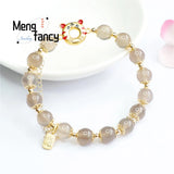 Natural Smoky Purple Agate Tiger Chalcedony Beads Bracelet Men Women