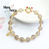 Natural Smoky Purple Agate Tiger Chalcedony Beads Bracelet Men Women