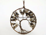 Smoky Quartz Chips Tree of Life Pendant Necklace Set