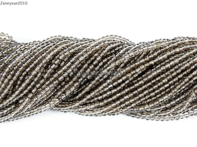 Natural Smoky Quartz 2mm Smooth Round Spacer Beads 15'' Strand 5 Strands/Pack