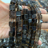 Natural Smoky Quartz Cube Beads 15'' DIY Loose Beads for Jewelry Making