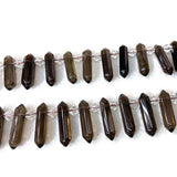 Natural Smoky Quartz Beads 15'' Sticks Crystal Point Shape DIY Loose Beads
