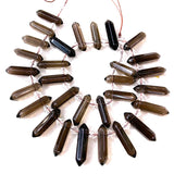 Natural Smoky Quartz Beads 15'' Sticks Crystal Point Shape DIY Loose Beads
