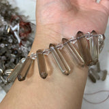 Natural Smoky Quartz Beads 15'' Sticks Crystal Point Shape DIY Loose Beads
