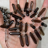 Natural Smoky Quartz Beads 15'' Sticks Crystal Point Shape DIY Loose Beads