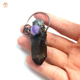 Smoky Quartz Pointed Pendant Wire Wrapped Necklace Charm