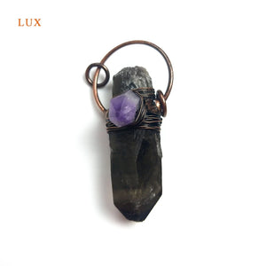 Smoky Quartz Pointed Pendant Wire Wrapped Necklace Charm