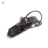Smoky Quartz Pointed Pendant Wire Wrapped Necklace Charm