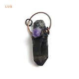 Smoky Quartz Pointed Pendant Wire Wrapped Necklace Charm