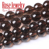 Natural Smoky Quartz Crystal Stone Beads 4-12mm 15'' Strand