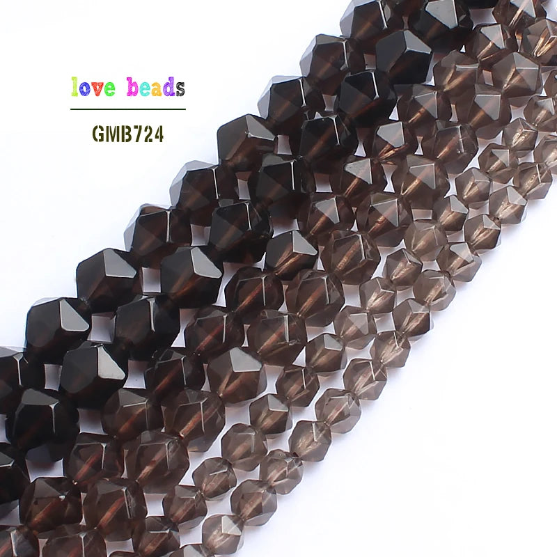 Faceted Smoky Quartz Stone Beads 15-inch 6/8/10mm