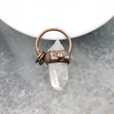Smoky/White Quartz Amethysts Antique Brass Style Pendant