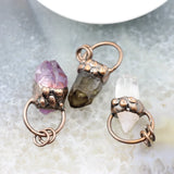 Smoky/White Quartz Amethysts Antique Brass Style Pendant
