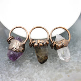 Smoky/White Quartz Amethysts Antique Brass Style Pendant