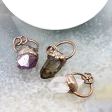 Smoky/White Quartz Amethysts Antique Brass Style Pendant