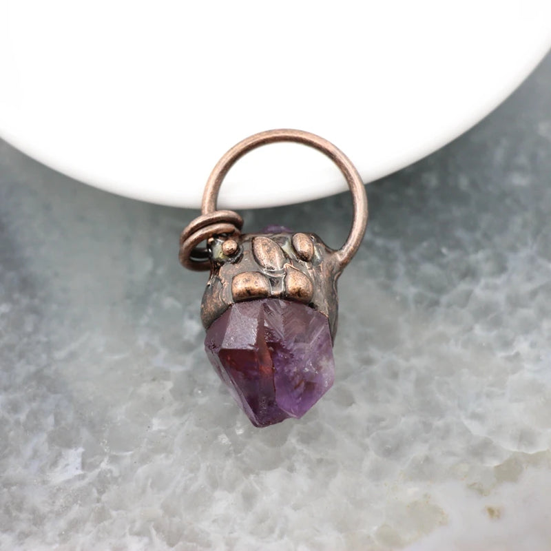 Smoky/White Quartz Amethysts Antique Brass Style Pendant