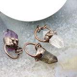 Smoky/White Quartz Amethysts Antique Brass Style Pendant