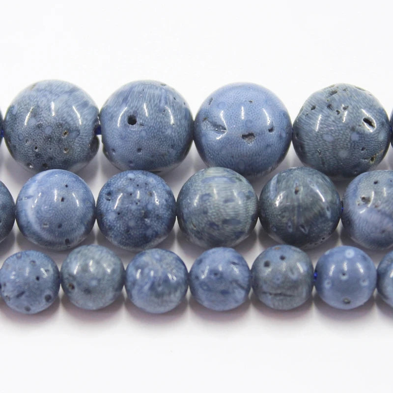 Natural Smooth Coral 6-14MM Round Stone Beads Strand for Jewelry Making