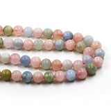 Natural Smooth Morganite Stone Beads 6 8 10mm Loose Round Pink Colorful Gem