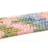 Natural Smooth Morganite Stone Beads 6 8 10mm Loose Round Pink Colorful Gem
