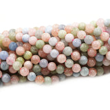 Natural Smooth Morganite Stone Beads 6 8 10mm Loose Round Pink Colorful Gem