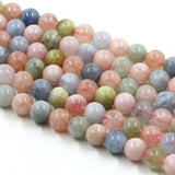 Natural Smooth Morganite Stone Beads 6 8 10mm Loose Round Pink Colorful Gem