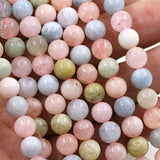 Natural Smooth Morganite Stone Beads 6 8 10mm Loose Round Pink Colorful Gem