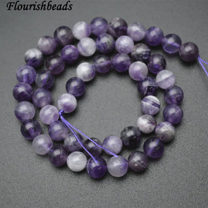 Smooth Veins Amethyst Stone Round Beads 4-12mm DIY Jewelry Making