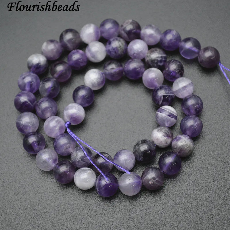 Smooth Veins Amethyst Stone Round Beads 4-12mm DIY Jewelry Making