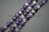 Smooth Veins Amethyst Stone Round Beads 4-12mm DIY Jewelry Making