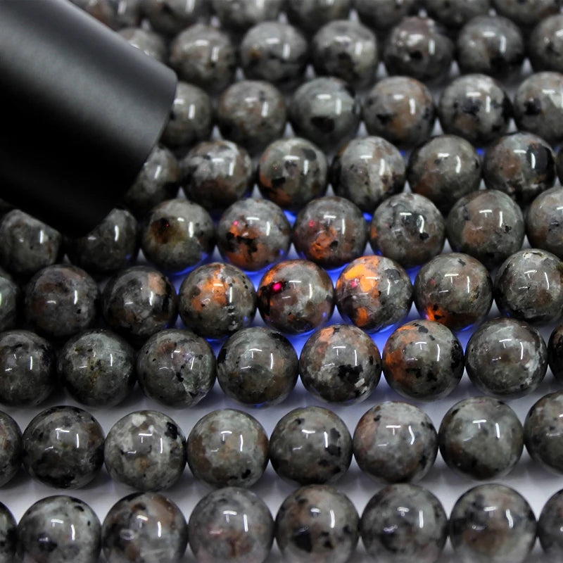 Smooth Yooperlite Fire Stone Beads 6-10MM Round Strand for Jewelry Making