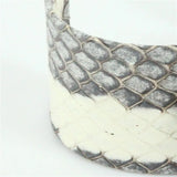 Snakeskin Bangle with Rhinestone Charm Statement Leather Bangle
