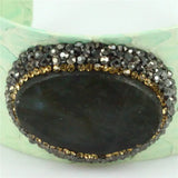 Snakeskin Bangle with Rhinestone Charm Statement Leather Bangle