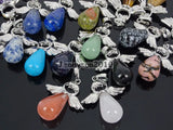 Natural Snow Flake Gems Stone Angel Wing Teardrop Pendant Charm Beads