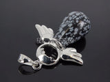 Natural Snow Flake Gems Stone Angel Wing Teardrop Pendant Charm Beads