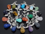 Natural Snow Flake Gems Stone Angel Wing Teardrop Pendant Charm Beads