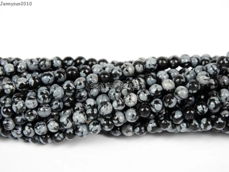 3mm Round Snow Flake Gems Stones Beads 15'' Strand 5 Strands/Pack