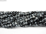 3mm Round Snow Flake Gems Stones Beads 15'' Strand 5 Strands/Pack