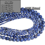 Natural Sodalite Round Loose Stone Beads For Jewelry Making 4-10mm Strand 15''
