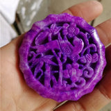 South African Shujilai Carved Royal Purple Happy Eyebrow Pendant