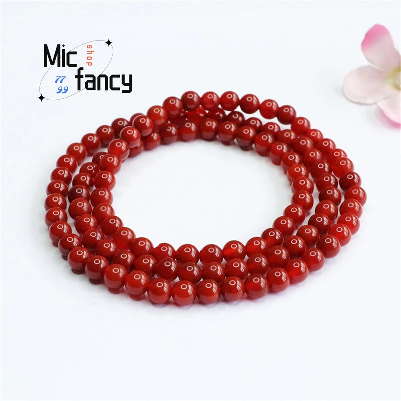 Natural South Red Agate 108 Buddhist Beads Bracelet Necklace