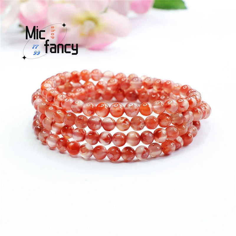 Natural South Red Agate Flame Pattern Bracelet Necklace Fine Jewelry