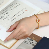 Natural South Red Agate S925 Sterling Silver Bracelet for Women