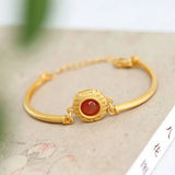 Natural South Red Agate S925 Sterling Silver Bracelet for Women