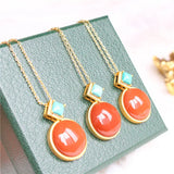 S925 Silver Turquoise Peace Buckle High-Grade Women's Sweater Chain Pendant