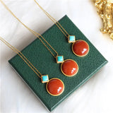 S925 Silver Turquoise Peace Buckle High-Grade Women's Sweater Chain Pendant