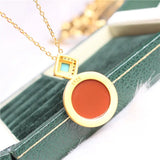 S925 Silver Turquoise Peace Buckle High-Grade Women's Sweater Chain Pendant
