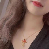 South Red Pendant Palace Style Clavicle Chain Natural Pearl Tassel Pendant