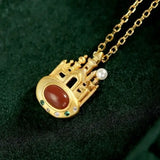 Red chalcedony Pearl Pendant Necklace Antique Palace Noble Women's Jewelry